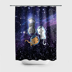 Шторка для ванной Три котика в открытом космосе