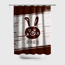 Шторка для ванной Кролик 2023 рисованный на светлом