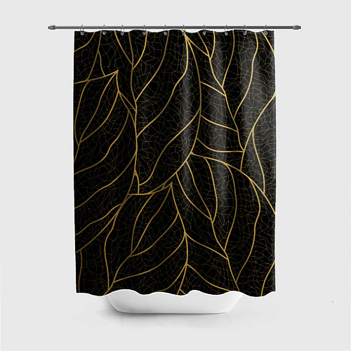 Шторка для ванной Золотые листья градиент / 3D-принт – фото 1