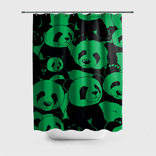 Шторка для ванной Panda green pattern / 3D-принт – фото 1
