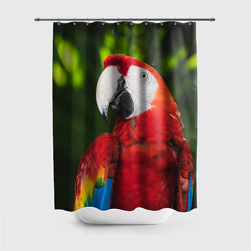 Шторка для ванной Красный попугай Ара / 3D-принт – фото 1