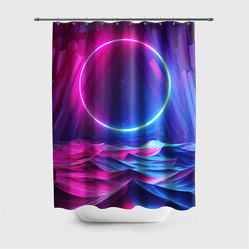 Шторка для ванной Круг и разноцветные кристаллы - vaporwave / 3D-принт – фото 1