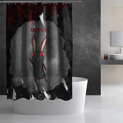 Шторка для душа Чёрный кролик говорит здарова, цвет: 3D-принт — фото 2
