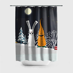 Шторка для ванной Заяц и морковка