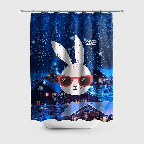 Шторка для ванной Зайка в очках 2023 / 3D-принт – фото 1