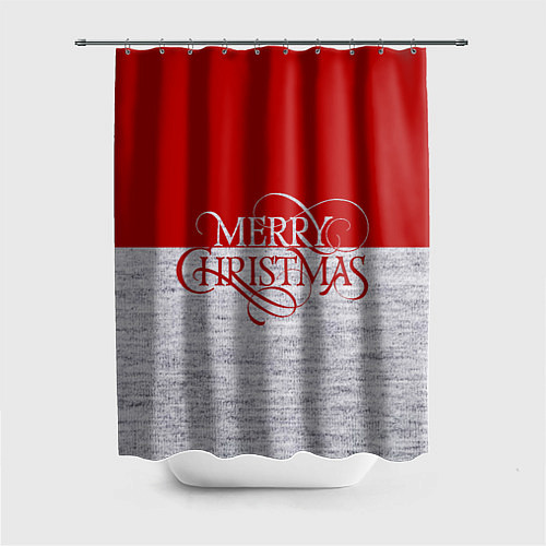 Шторка для ванной Merry Christmas красный / 3D-принт – фото 1