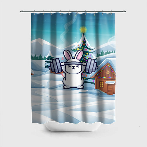 Шторка для ванной Зайчик со штангой / 3D-принт – фото 1