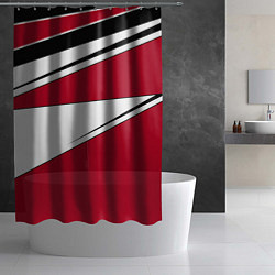 Шторка для душа Красно черная геометрия на белом, цвет: 3D-принт — фото 2