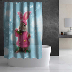 Шторка для душа Зайка в розовом, цвет: 3D-принт — фото 2