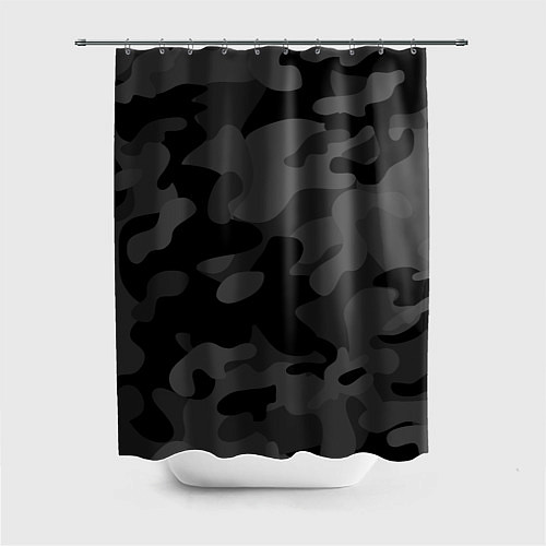 Шторка для ванной Черный ночной камуфляж / 3D-принт – фото 1