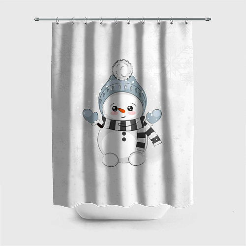 Шторка для ванной Милый снеговик и снежинки / 3D-принт – фото 1