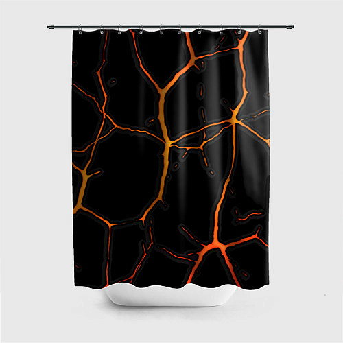 Шторка для ванной Оранжевые трещины / 3D-принт – фото 1