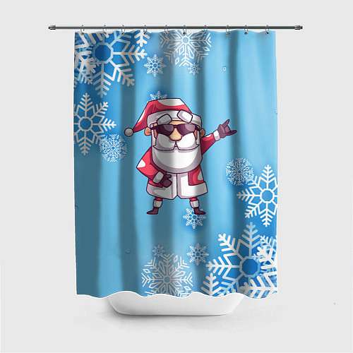 Шторка для ванной Крутой Дед Мороз - снежинки / 3D-принт – фото 1