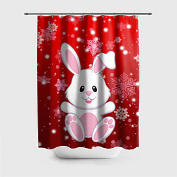 Шторка для ванной Весёлый кролик в снежинках