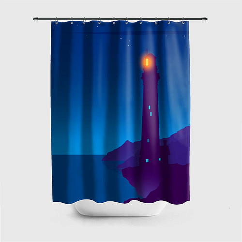 Шторка для ванной Маяк в ночи / 3D-принт – фото 1