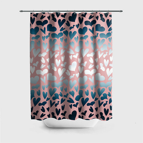 Шторка для ванной Сердца розовые перламутровые паттерн / 3D-принт – фото 1