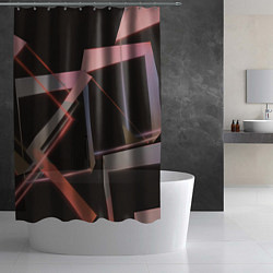 Шторка для душа Абстрактные розовые стеклянные блоки, цвет: 3D-принт — фото 2