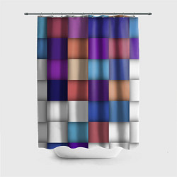 Шторка для ванной Геометрическое множество разноцветных квадратов