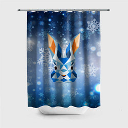 Шторка для ванной Синий абстрактный кролик