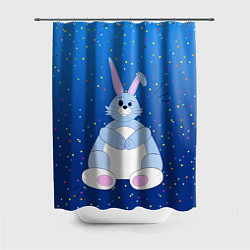 Шторка для душа Косой кролик и конфетти, цвет: 3D-принт