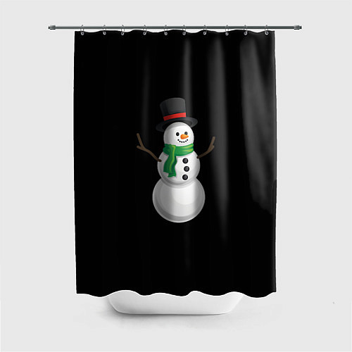 Шторка для ванной Новогодний снеговик с шарфом / 3D-принт – фото 1