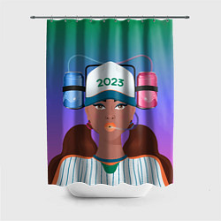 Шторка для душа Девушка фанатик, цвет: 3D-принт