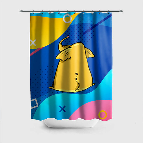 Шторка для ванной Желтый слон вид сзади / 3D-принт – фото 1