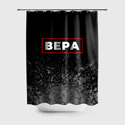 Шторка для душа Вера - в красной рамке на темном, цвет: 3D-принт