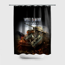 Шторка для ванной World War Heroes логотип и танки