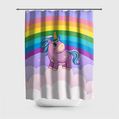 Шторка для ванной Единорог на фоне радуги / 3D-принт – фото 1