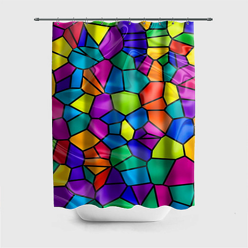 Шторка для ванной Разноцветная мозаика / 3D-принт – фото 1