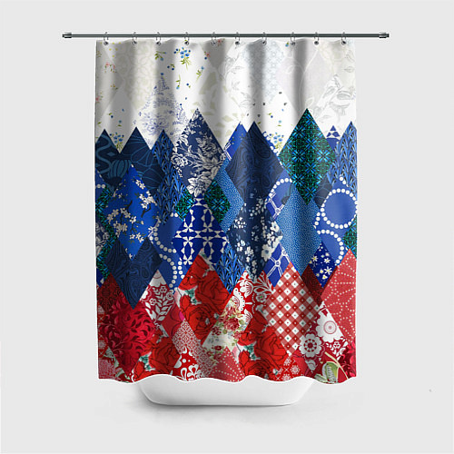 Шторка для ванной Флаг России в стиле пэчворк / 3D-принт – фото 1