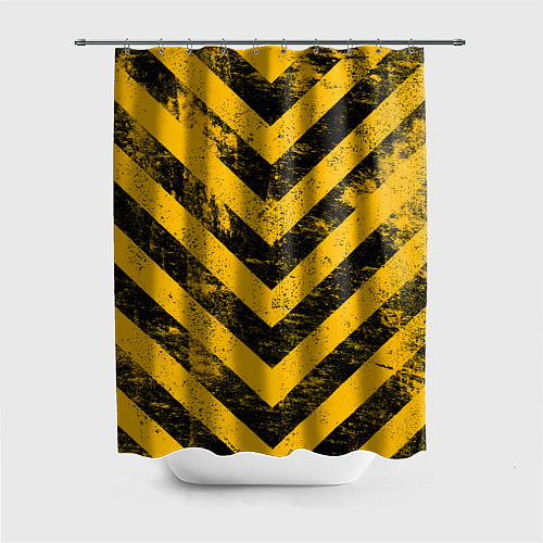 Шторка для ванной WARNING - желто-черные полосы / 3D-принт – фото 1