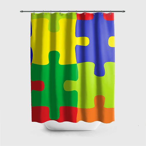 Шторка для ванной Пазлы разноцветные / 3D-принт – фото 1