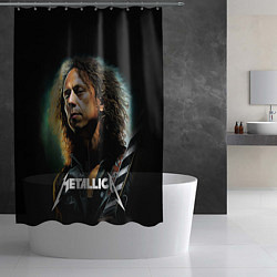 Шторка для душа Гитарист Metallica Кирк Хэмметт, цвет: 3D-принт — фото 2