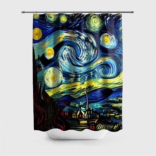 Шторка для ванной Винсент ван Гог, звездная ночь / 3D-принт – фото 1