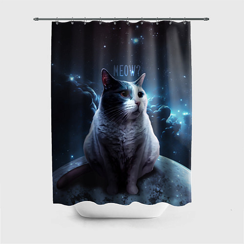 Шторка для ванной Мемный кот в космосе / 3D-принт – фото 1