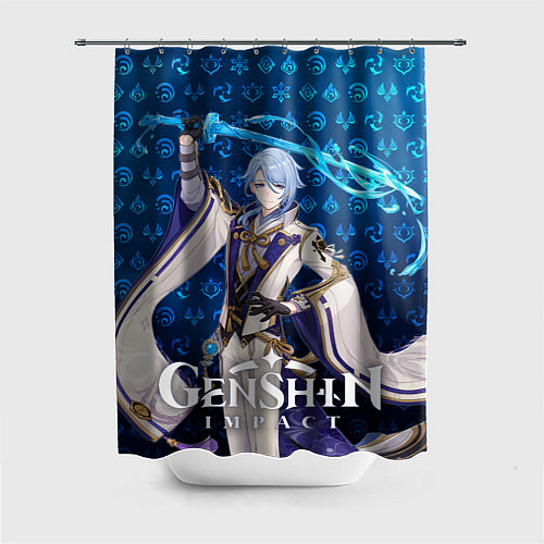 Шторка для ванной Камисато Аято элементали / 3D-принт – фото 1