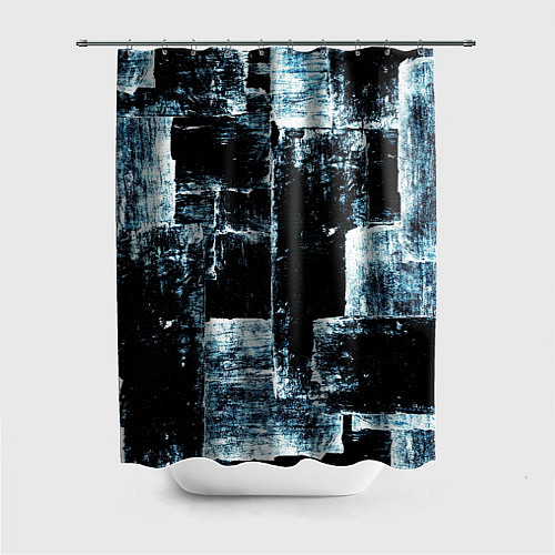 Шторка для ванной Голубой, чёрный и белый абстракт / 3D-принт – фото 1