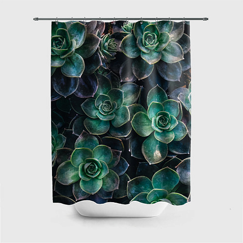 Шторка для ванной Паттерн из множество зелёных цветов / 3D-принт – фото 1