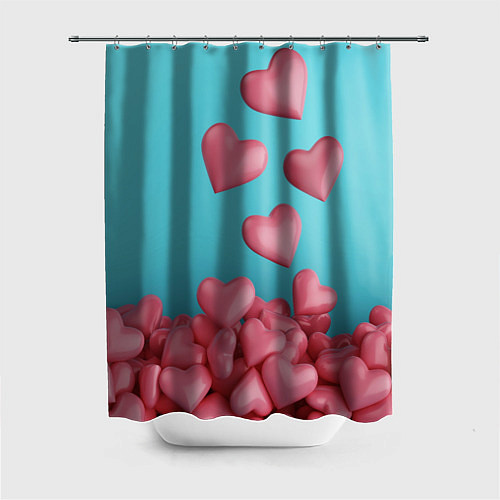 Шторка для ванной Россыпь сердец на день святого валентина / 3D-принт – фото 1