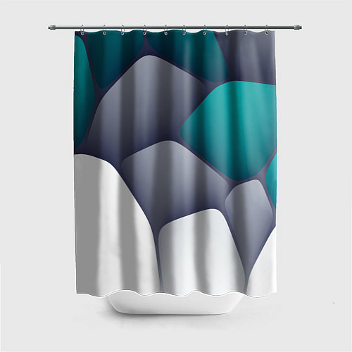 Шторка для ванной Серо-бело-синий каменный паттерн / 3D-принт – фото 1