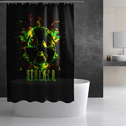 Шторка для душа S T A L K E R yellow-green fire, цвет: 3D-принт — фото 2