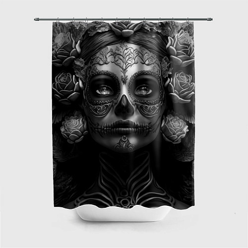 Шторка для ванной Девушка с макияжем для дня мертвых / 3D-принт – фото 1
