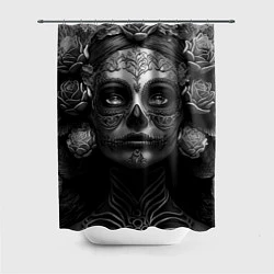 Шторка для душа Девушка с макияжем для дня мертвых, цвет: 3D-принт