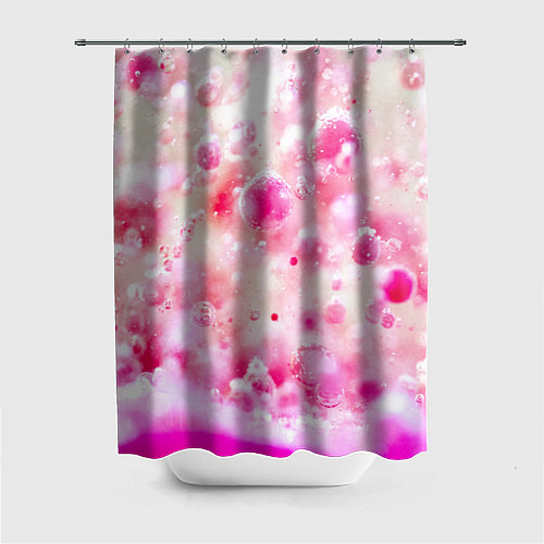 Шторка для ванной Розовое множество красок и пузырей / 3D-принт – фото 1