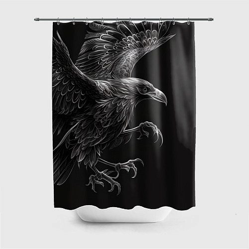 Шторка для ванной Черно-белый ворон / 3D-принт – фото 1