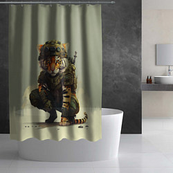 Шторка для душа Милитари тигр, цвет: 3D-принт — фото 2