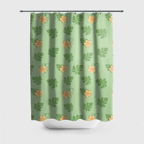 Шторка для ванной Узор из цветков и листьев арбуза / 3D-принт – фото 1