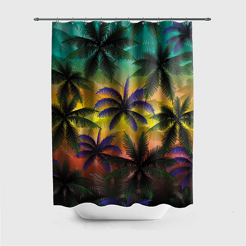 Шторка для ванной Кроны пальм, Багамы / 3D-принт – фото 1